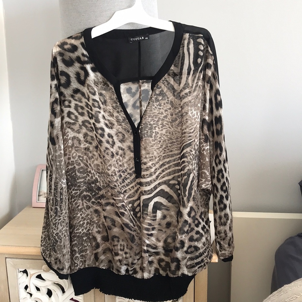 Leopard sheer blouse